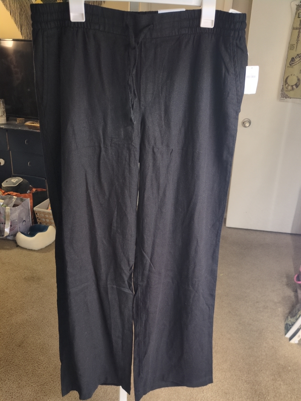 Old Navy Black Women's Linen Blend Drawstring Pants
